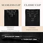 GOO GOO Clip in Hair Extensions Real Human Hair, Remy Human Hair Extensions Clip ins for Women, Natural Human Hair, 16inch 110g 7Pcs, 1 Jet black - Image 4