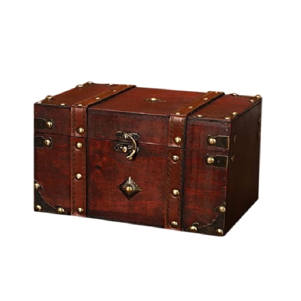 Coffre au trésor rétro bois vintage | Organisateur bijoux antique de rangement