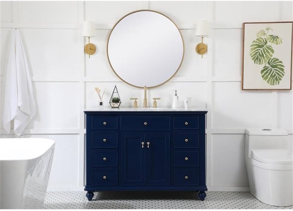 Elegant Decor Otto 48" Contemporary Solid Wood Single Bathroom Vanity in Blue