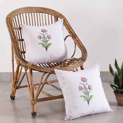 Image of Ravaiyaa - Attitude is everything Cotton Hand Block Printed Soft Cushion Cover Pillow Case 16 inch Square Cushion Sham Set of 2 Piece