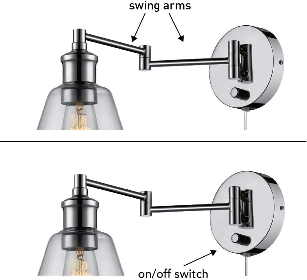 LeClair 9.5'' Chrome Industrial Wall Sconce with Clear Glass Shade