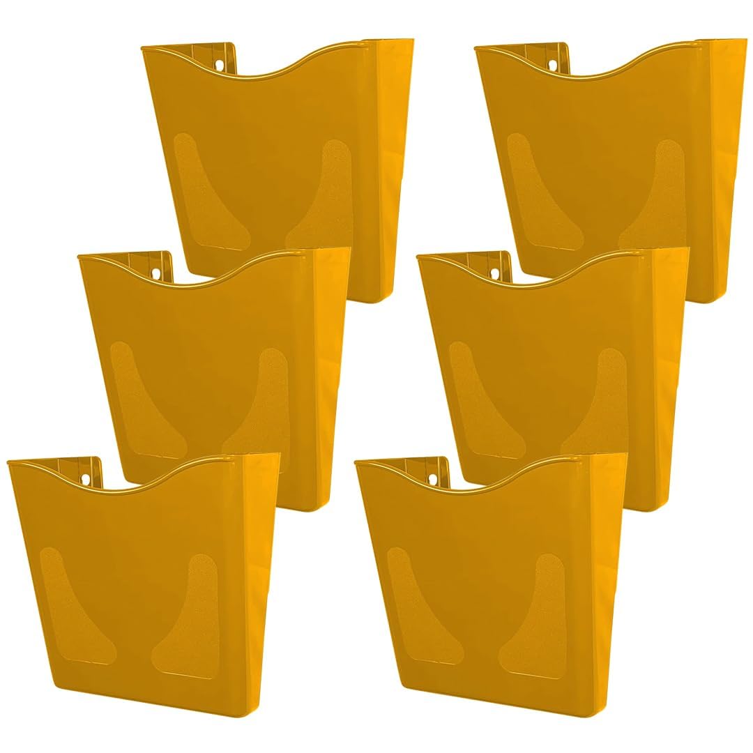Deflecto 6-Pack Yellow A4 Wall Mounted Document Holders โ Portrait Sign, Leaflet & Menu Display Stands