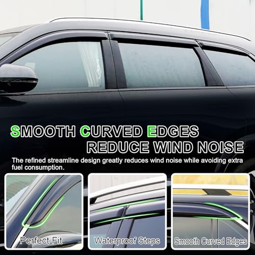 Image of Outside-Mount Window Visors Rain Guards for 2025 2026 Subaru Forester Full-Size Wind Vent Deflectors Car Accessories Dark Smoke 6-Piece Set with Thicker