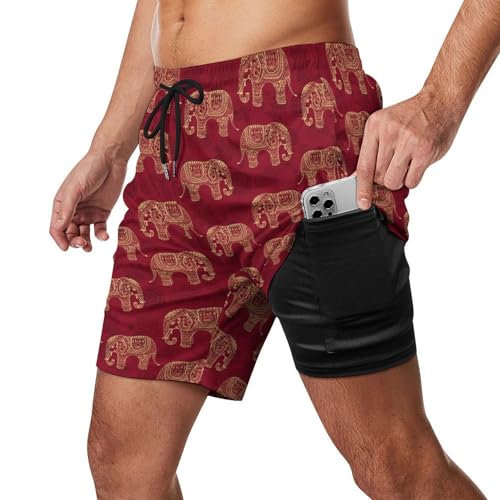New Elephant Print Shorts Mens Compression Liner Short Pants Sweatd Shorts Quick Dry Stretch Trunks Hawaii2