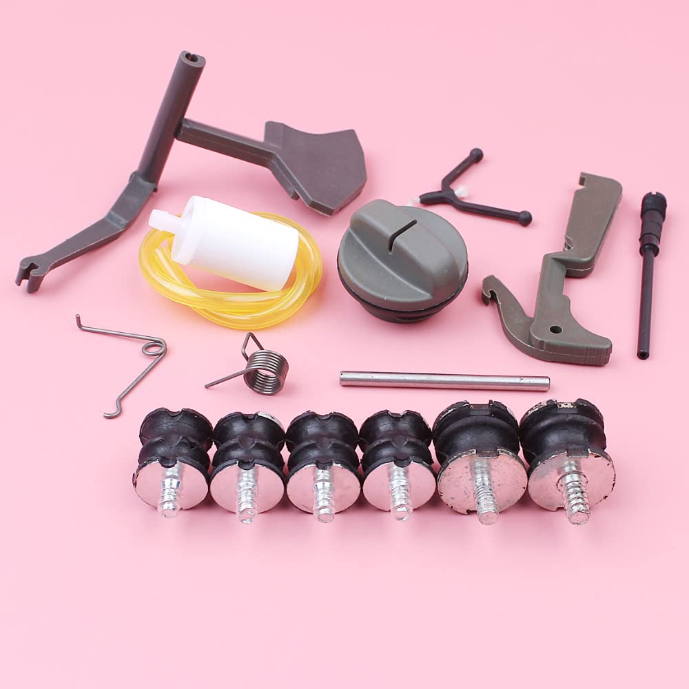 Kit de resorte del gatillo del acelerador, elemento de montaje de amortiguador AV, compatible con motosierra 61, 268 y 272, repuesto de filtro de combustible, tapa de manguera.