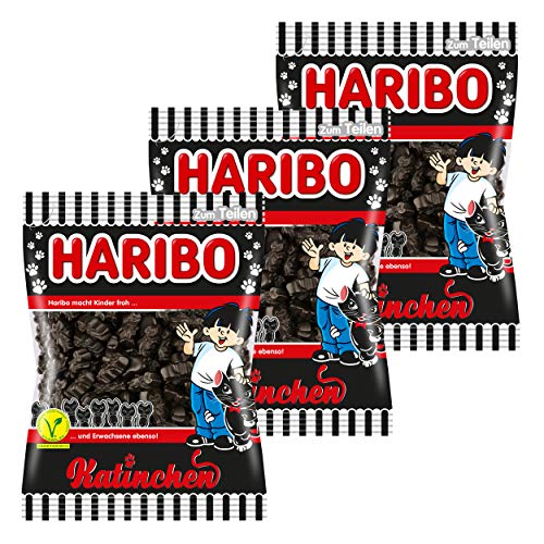 Haribo Katinchen, 3er Pack, Lakritz, Süßigkeit, Nascherei, Im Beutel, Tüte, 200 g – Ansicht 1
