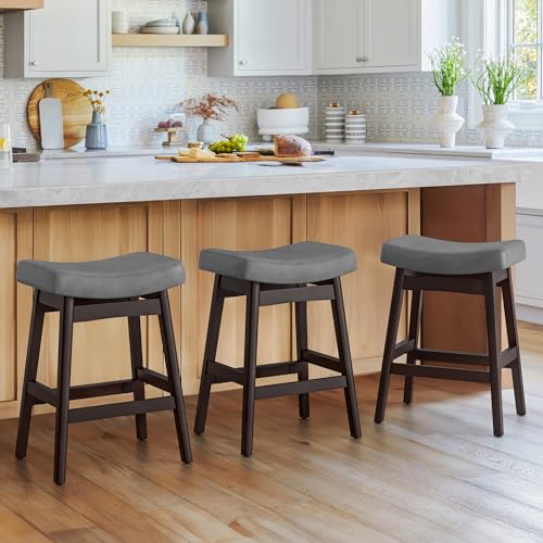 Cozyman Bar Stools Set of 3, Barstools with Sturdy Wood