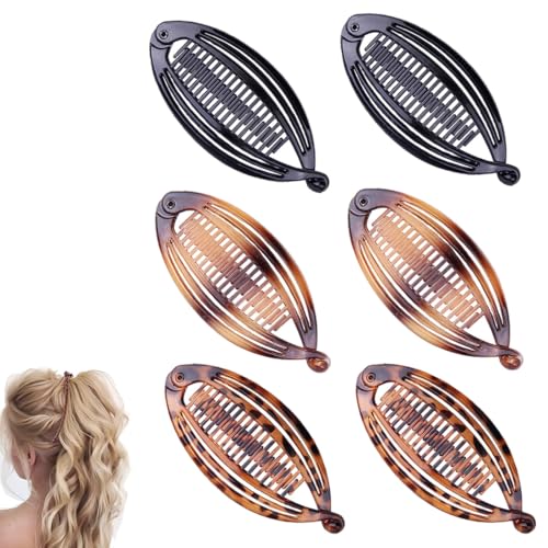 COYUN 6 piezas Banana Clip, peines grandes vintage de plátano, Clip de cola de caballo, peine de cola de pez, pinza de pelo, pinza de pelo pez, Para mujeres y niñas
