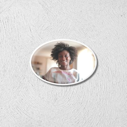 Tinykniv Foto conmemorativa de cerámica personalizada, de porcelana italiana, resistente a la decoloración y al agua, para cementerio de tumba, lápida, homenaje al hogar (H-ovalado, pequeño, sin marco