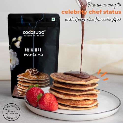 Image of COCOSUTRA Pancake Mix, Original Flavour, 300 g | 100% Natural, Vegan, Ready in 2-Minutes, Instant Breakfast Mix