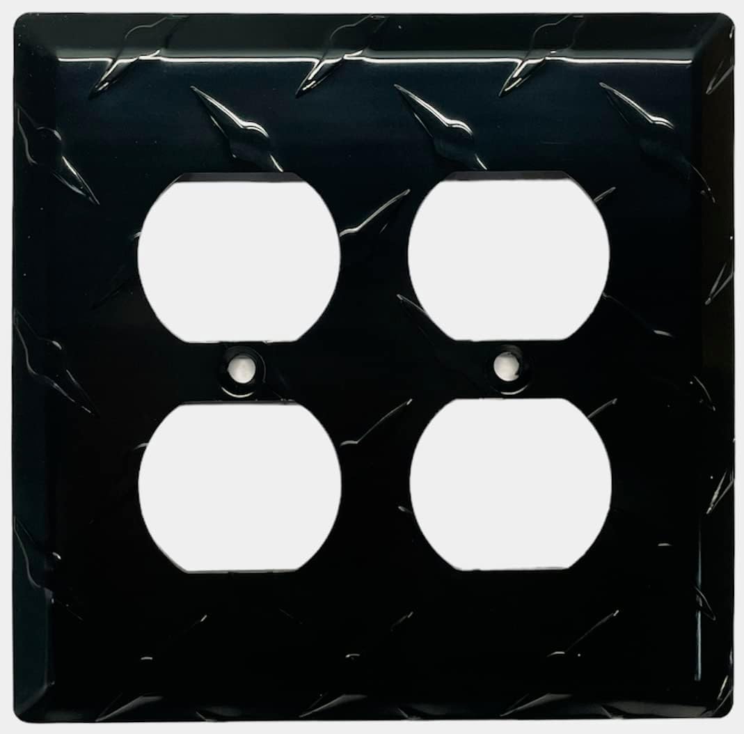 Colester Direct Black Diamond Plate Aluminum Wall Switch Plate Outlet Cover Toggle Rocker GFI Garage (Rocker-Single 10 PACK)