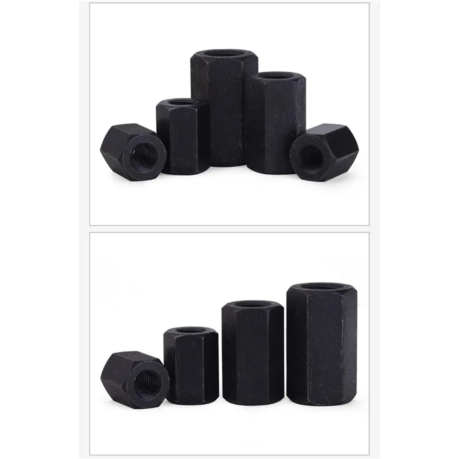 Tuercas de Acoplamiento Hexagonales M8 a M48, acero al carbono, hexágono negro, conector de varilla larga extensible, manguito unión, tuerca acoplamiento Tubular(M22x32x35mm(5Pcs))