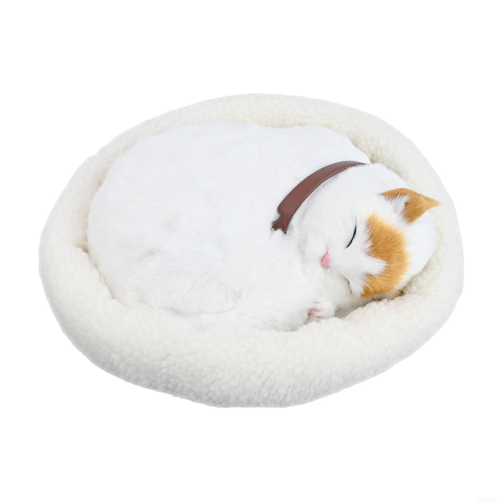 Simulierte schlafende Katze, Plüsch-Ornament mit weichem Material und realistischer Atmungsfunktion für Heimdekoration und Lernzwecke (gelbe Ohrenkatzen)