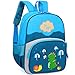 RUI NUO Mochila para niños pequeños Niños con correa Mochila azul con correa de dinosaurio para jardín de infantes
