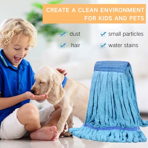 Image of Lallisa 16 Pcs Bulk Commercial Mop Head Replacement 18 oz Tube Microfiber Mop Heads for Floor Cleaning Industrial Mop Heads Blue Looped End Wet Mop Head Refill for Home Commercial Industrial Use