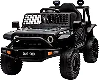 Mini Carro Elétrico Infantil Jipe Life 12V Preto com Controle Remoto Parental e Autônomo, B4t3r1a Recarregável, Som MP3/Bluetooth, Faróis LED para Criança Passeio