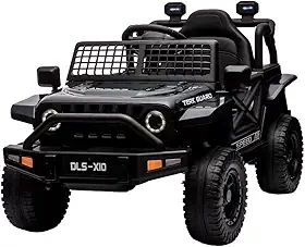 Mini Carro Elétrico Infantil Jipe Life 12V Preto com Controle Remoto Parental e Autônomo, B4t3r1a Recarregável, Som MP3/Bluetooth, Faróis LED para Criança Passeio