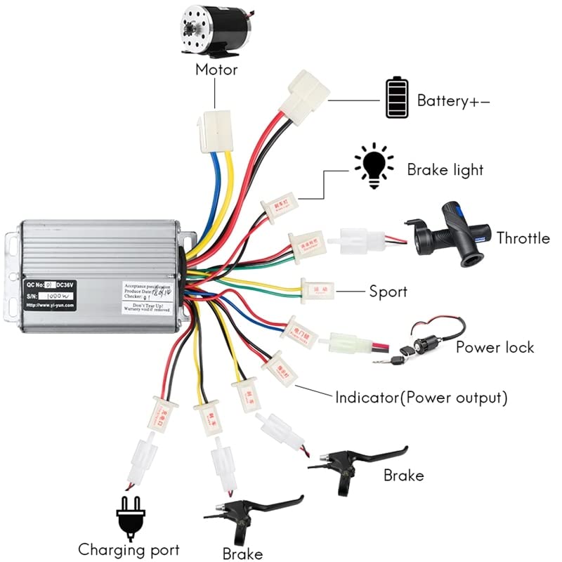Regulador Patinete Electrico Controlador de bicicleta eléctrica 36V 48V 800W 1000W 30A DC cepillado for E Bike Scooter Skateboard parte ajuste batería Motor parte del Motor Controlador Del Motor