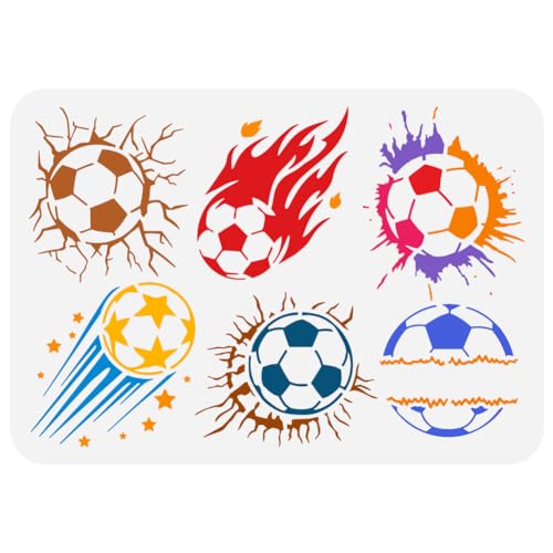FINGERINSPIRE Fußball Flammenriss Malschablone 21x29.7 cm Wiederverwendbare Fußball Muster Zeichenvorlage DIY Feuer Fußball Schablone Zum Malen Auf Holz Wand Stoff Möbeln