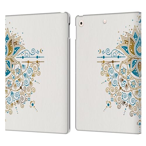 Étui portefeuille en cuir lotus fleur mandala compatible iPad 10.2
