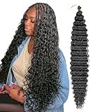 Curly Crochet Hair for Black Women 1 Pack Curly Braiding Hair Water Wave Crochet Hair for Bohemian Braids 30 Inch Ocean Wave Crochet Hair Dark Brown #2 Wavy Braiding Hair Deep Wave