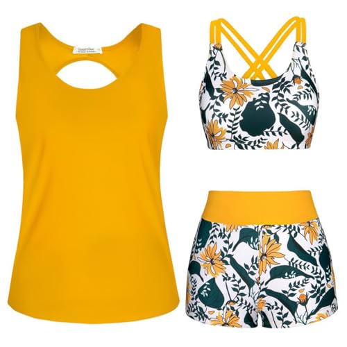 Genérico Bikini Mujer - Traje De Baño De Tres Piezas con Estampado De Bikini con Chaleco Conservador De Moda para Mujer 6