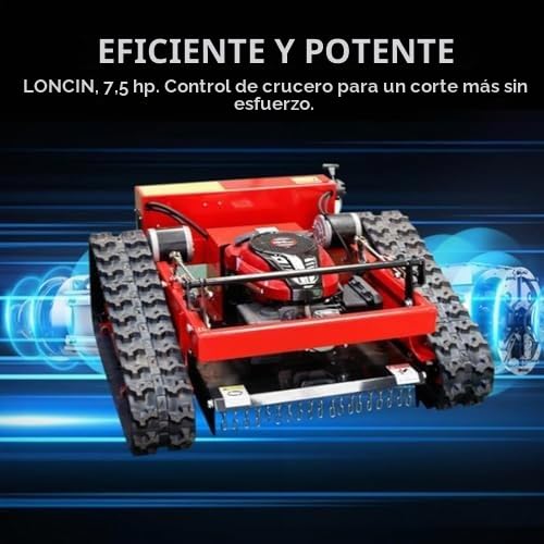 Cortacésped de orugas, cortacésped de Gasolina de 7.5 HP, cortacésped Robot, cortacésped de Gasolina de Cuatro Tiempos con Control Remoto, Compatible con Pendientes de 45°, Altura de Corte 10-180 m