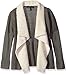 Derek Heart Big Girls' Long Slv Mixed Stitch Open Frt Cozy W/ Sherpa Collar
