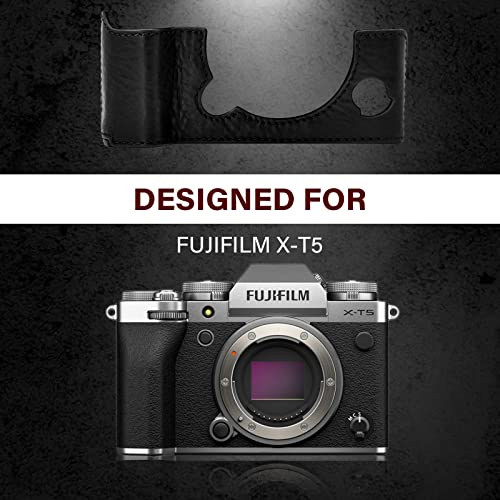 MUZIRI KINOKOO Fuji XT5 Case, Protective Case Compatible for Fuji XT5/X-T5 Camera - Genuine Leather Half- Body Bottom Case - Black - Image 2