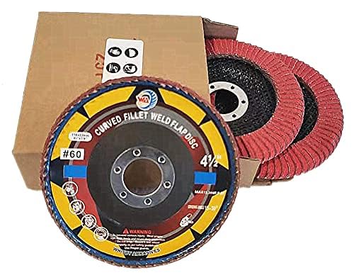 WA 3PCS - 4 1/2"x7/8" Half Curved Edge 60# Fillet Weld VSM Ceramic Flap Discs