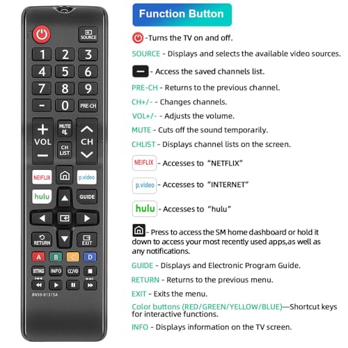 Image of for Samsung-Smart-TV-Remote-Replacement, Universal for All Samsung TVs (BN59-01315A)
