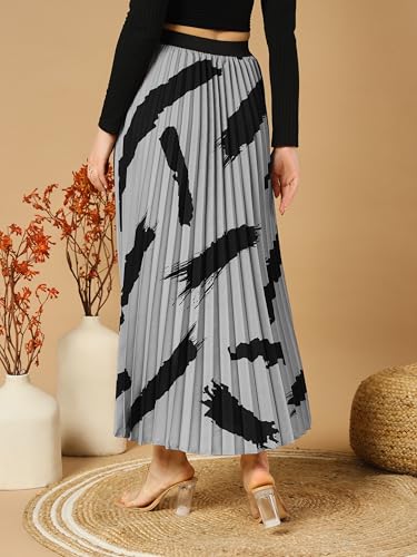 Image of ZWERLON | Effortlessly and Beautiful Floral | Floral Pleated Maxi Skirts for Women | Perfect Long Sleeve, Elastic Waist