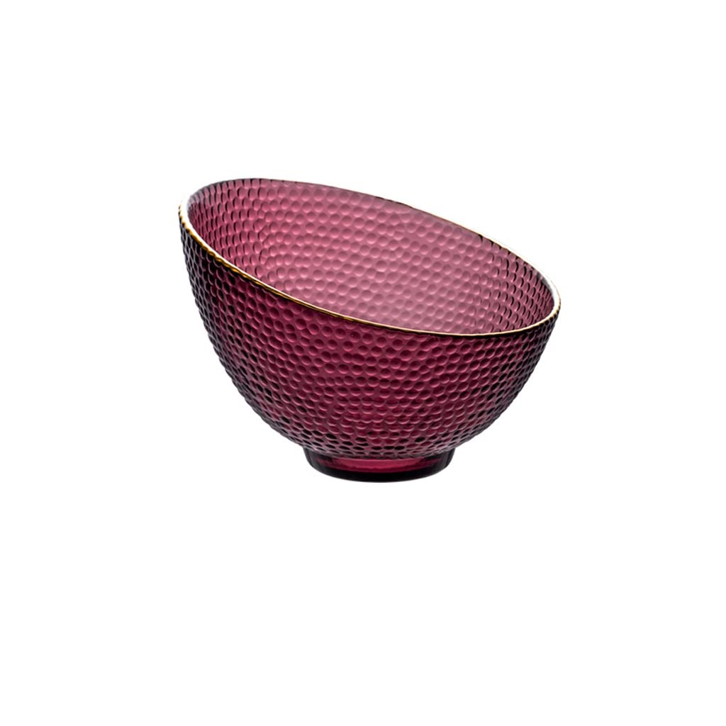 WOTZOV Salad Fruit Bowl Household Glass Salad Bowl Phnom Penh Dessert Bowl Fruit Bowl Oblique Plate Transparent Glass Bowl Black Tableware Ramen Bowl，B2pc