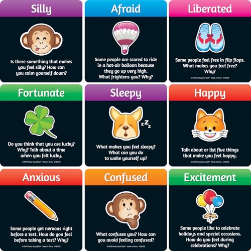 Image of Really Good Stuff Emoji Feelings Cards, 12-Pack, Ages 4+, PreK+