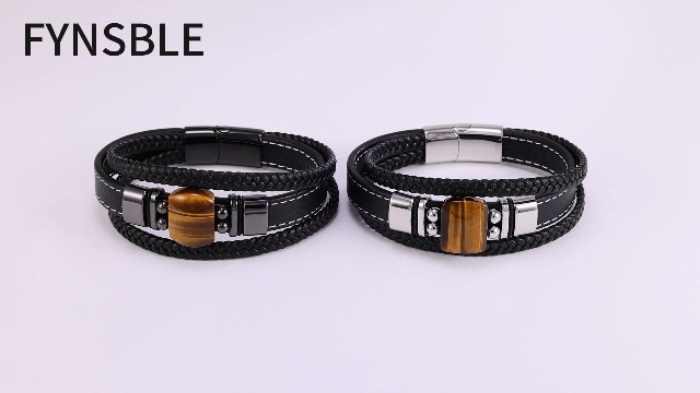 Pulsera de Cuero con Ojo de Tigre para Hombre miniatura 7