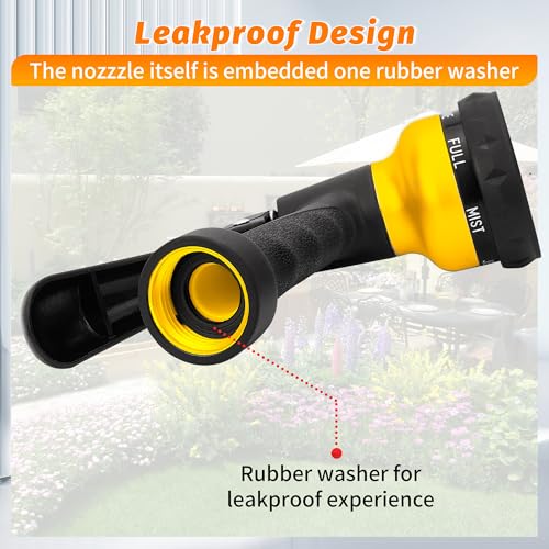 Image of AUTOMAN-Garden-Hose-Nozzle, 2 Pack ABS Water Spray Nozzle with Heavy Duty 7 Adjustable Watering Patterns,Slip Resistant for Watering Plants,Lawn& Garden,Washing Cars,Cleaning,Showering Pets - Yellow