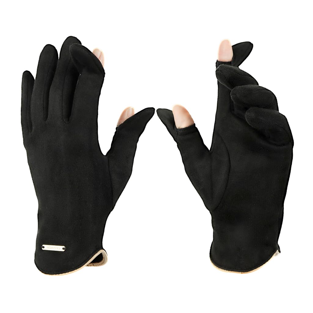 SANNDHI Women's Winter Touch Screen Windproof Gloves - Fleece Lined, Thick Warm Gloves-Black