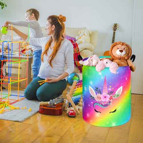 Image of Round Laundry Basket Storage Bins Nursery Hamper Gift Baskets for Home,Office,Home Decor