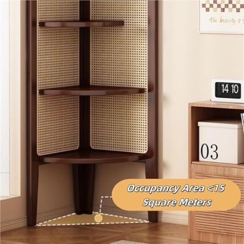 Corner Bookshelf with Storage - Home Furnishing Display Shelf for Small Spaces, Ideal for Bathroom & Kitchen, Stylish Brown Corner Shelves