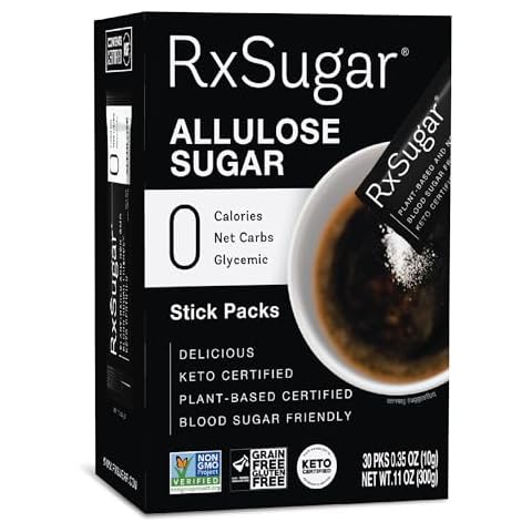RxSugar 30 Stick Pack Carton 6-Pack | Diabetes-Safe Natural Sugar | Keto Certified | Non-GMO Project Verified | Gluten-Free Certified Cover