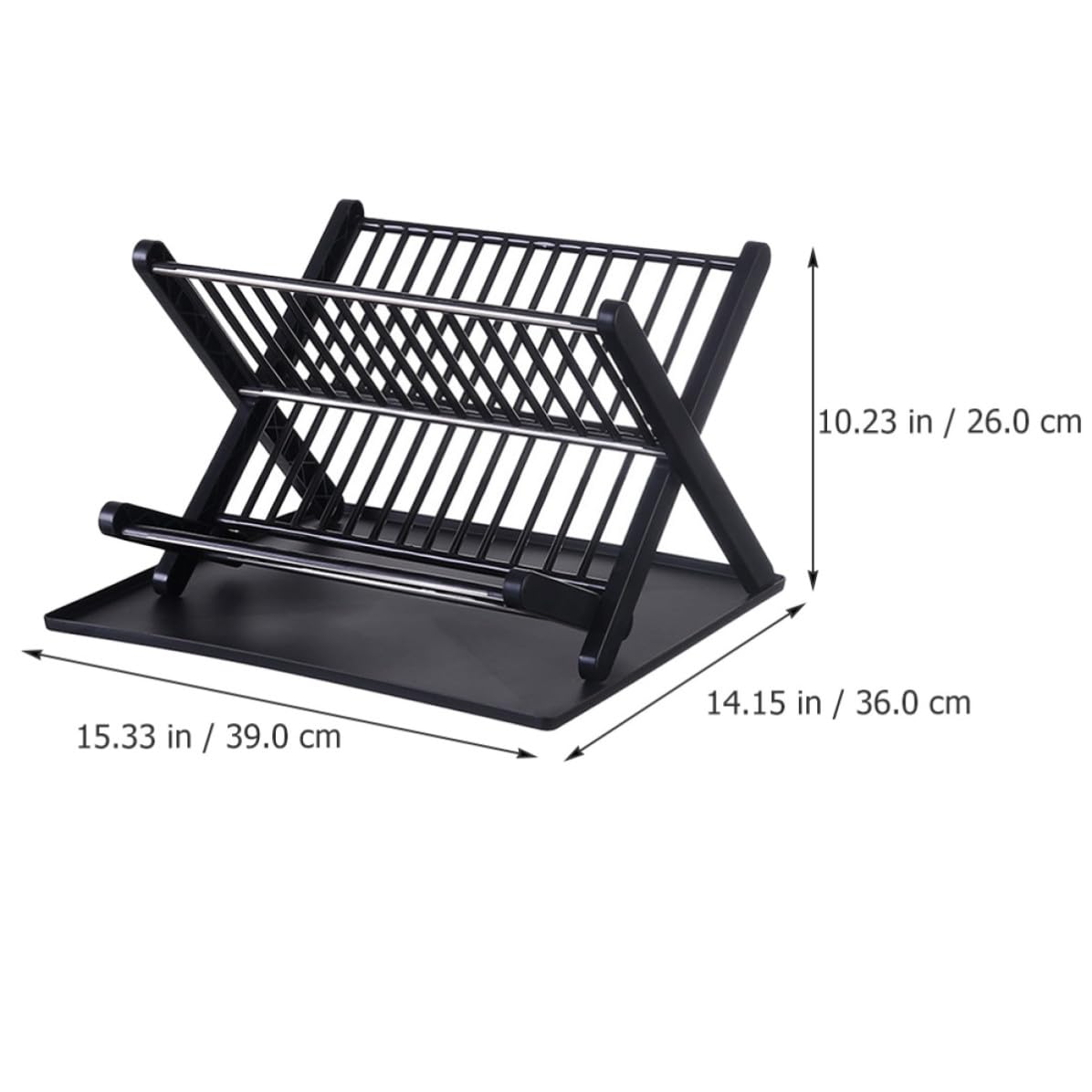 USHOBE Escurreplatos Plegable Negro de Pp y Acero Inoxidable, Compacto y Fácil de Almacenar para Cocina y Restaurante, Soporte Práctico para Organizar Platos