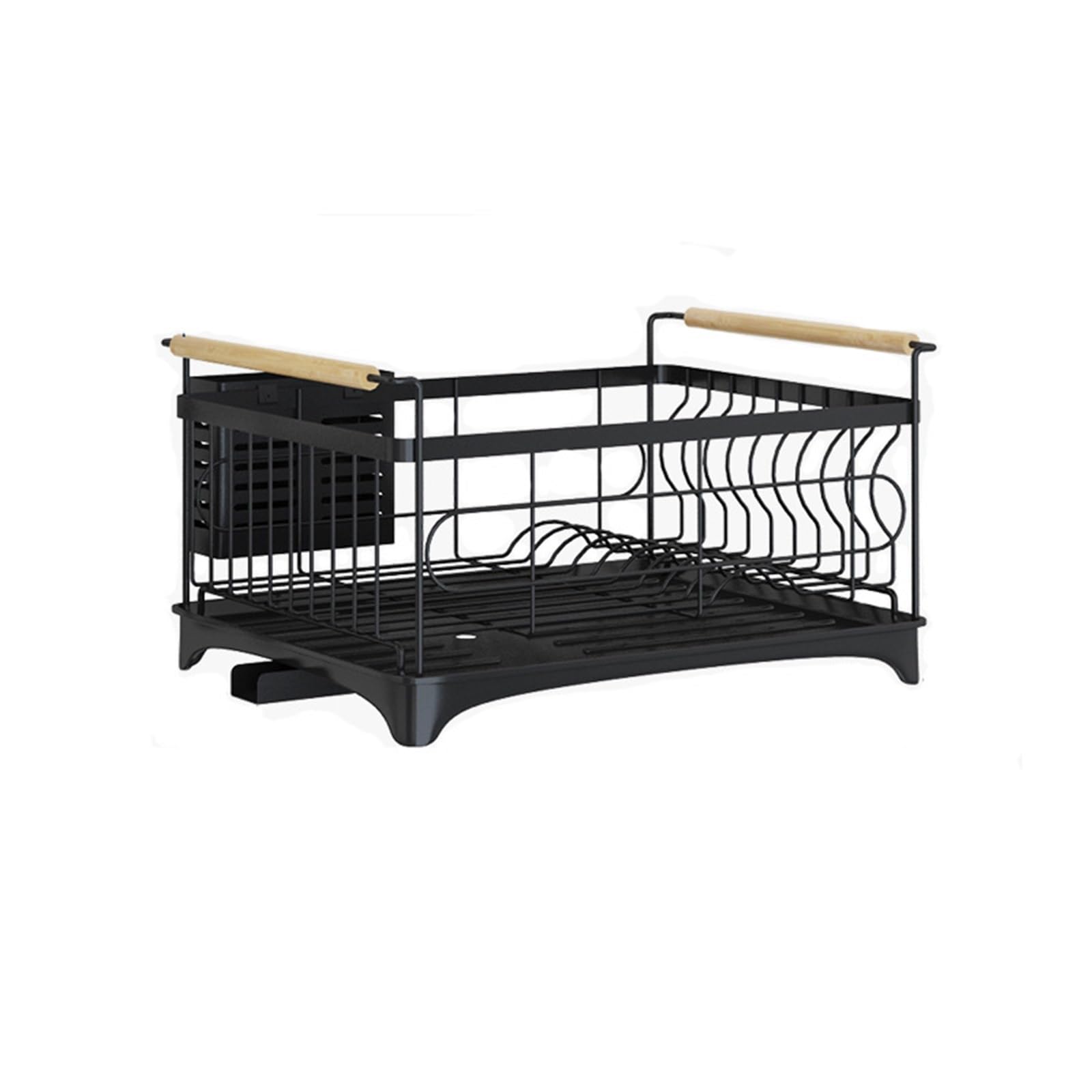 WLH Alexanders Dish Drying Rack with Automatic Drainboard Dish Racks for Kitchen Counter with Removable Utensil Cups Holder dish rack