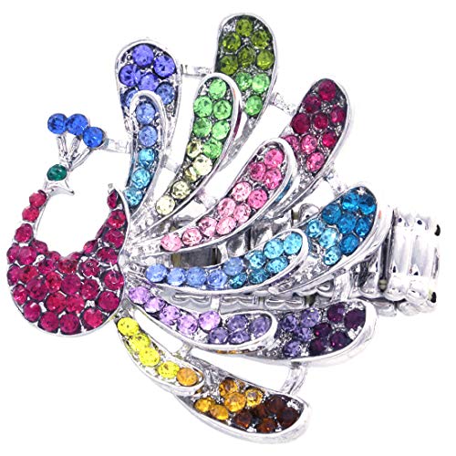 Soulbreezecollection Beautiful Multi Colorful Bird Peacock Stretch Cocktail Ring Pink Green Blue Clear Fashion Jewelry #TOP1