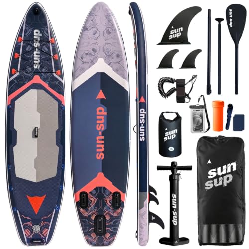 Image of Inflatable Stand Up Paddle Board Extra Wide SUP Board with Removable Fin with Premium SUP Paddle Board Accessories, Wide Stable Design, Non-Slip Comfort Deck for Youth & Adults