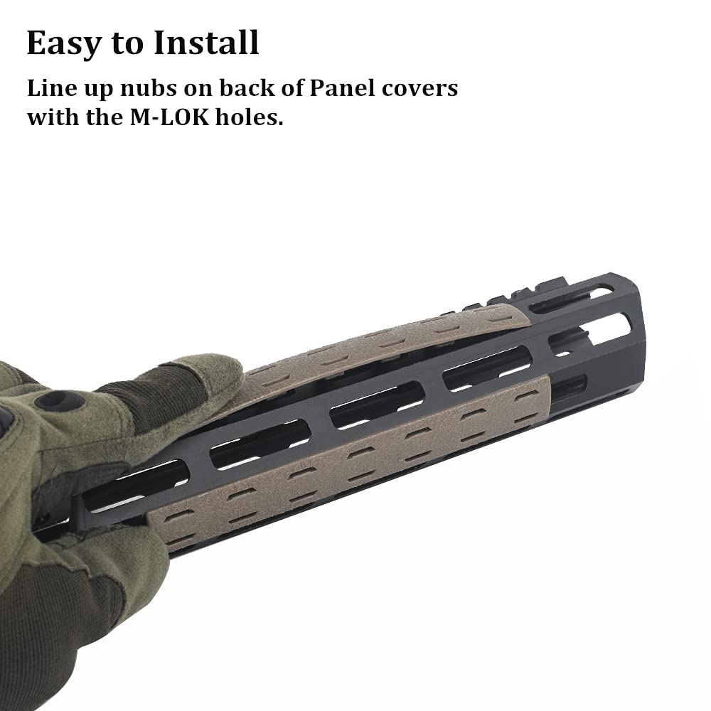 Tactical Rubber Mlok Keymod Rail Panel Kit 5PCS Heat Resistant Handguard Cover Abbronzatura