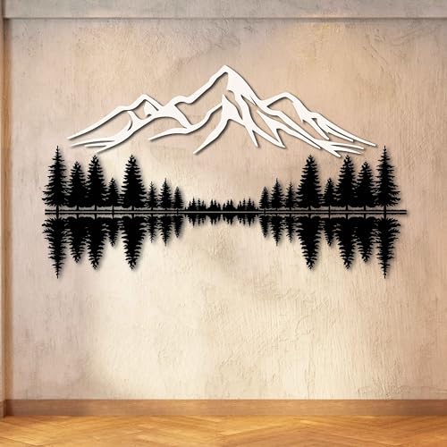 KAWA METALWORKS Mountain & Forest Wall Art - Pine Trees & Hill, Large Nature Wall Decor, Metal Wall Hanging, Housewarming Gift - Image 5