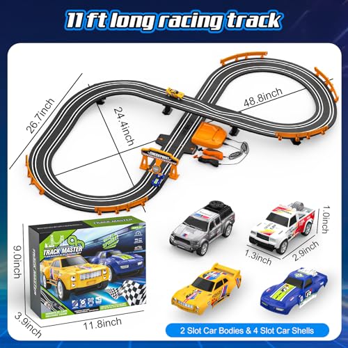 Image of Slot Car Race Track Sets for Boys, Race Car Track with 2 High-Speed Slot Cars, Battery or Electric Car Track, Dual Racing Game Lap Counter Track Sets, Toys Gifts for Boys Girls Ages 4 5 6 7 8-12