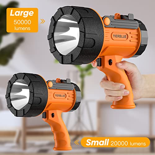 Yierblue Rechargeable Spotlight,Handheld Rechargeable Spotlight 18W Waterproof Flashlight, Super Bright 50000 Lumens Led,10000Mah 20H Ultra-Long Standby,Ideal Spotlight For Boating, Camping(Large)… #TOP6