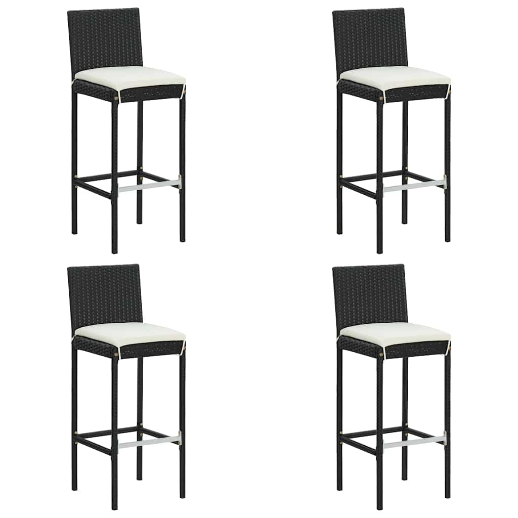 vidaXL Mesa y taburetes Altos jardín 5 pzas y Cojines ratán PE Negro, Mesa y taburetes Altos jardín, Mesa y sillas de Bar, Mesa y taburetes Altos
