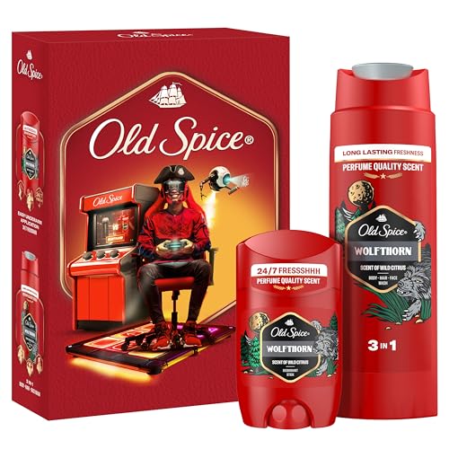 Old Spice Gamer Geschenkset für Männer mit Wolfthorn Deostick und Duschgel, 24/7 Frischhh bei täglicher Anwendung, langanhaltender Duft in Parfumqualität